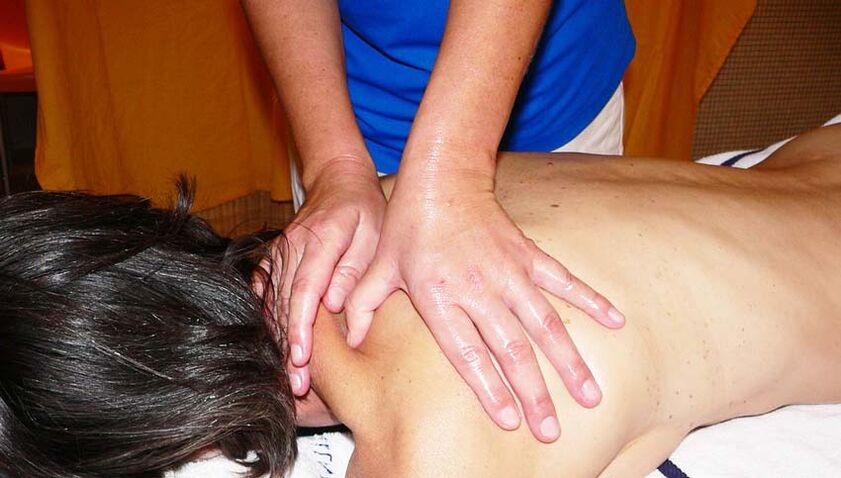 Massage session for cervical spinal osteochondrosis